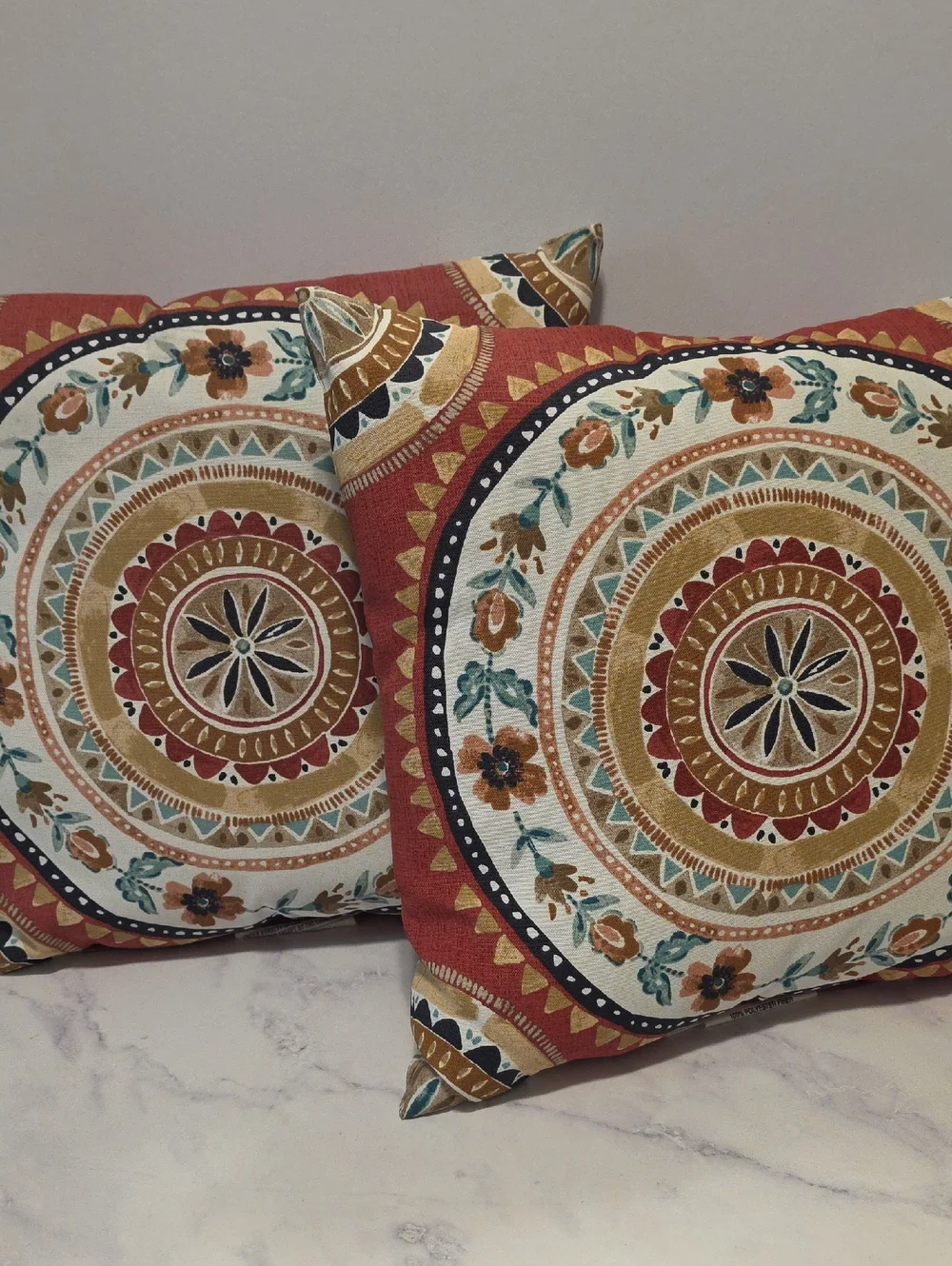 Hampton Bay Decorative Medallion Throw Pillow - Rust Accent Set Of 2